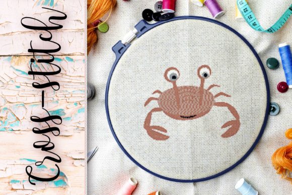 Charming Embroidery Cross-stitch Crab Design