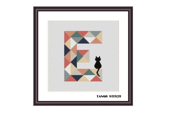 Charming Letter E Typography Cross Stitch