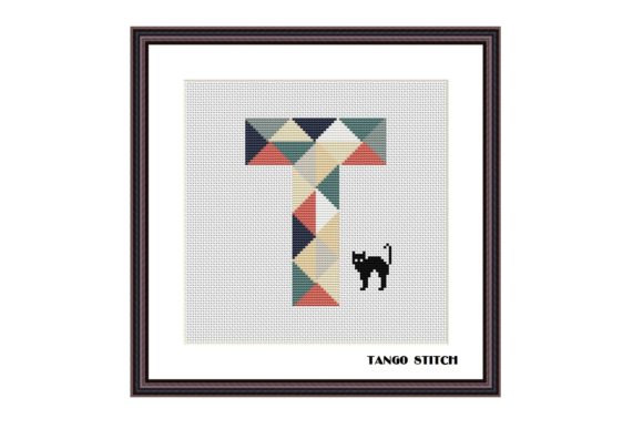 Charming Letter T Typography Cross Stitch Pattern