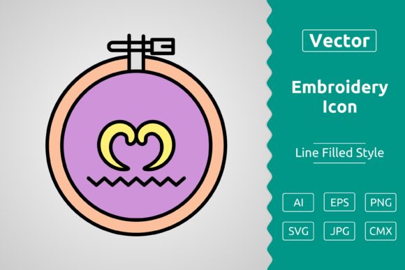 Charming Vector Embroidery Filled Outline Icon