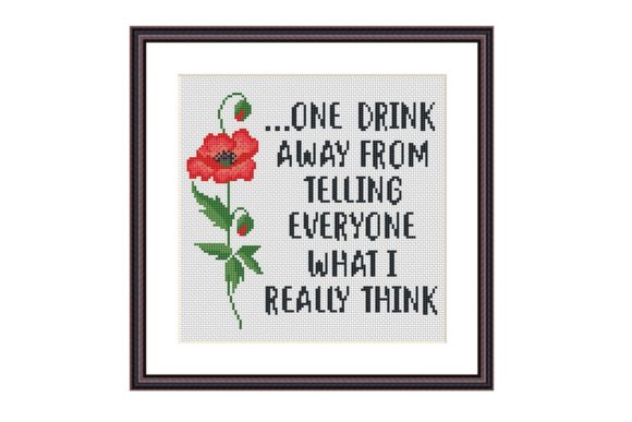 One Drink Funny Cross Stitch Pattern Review