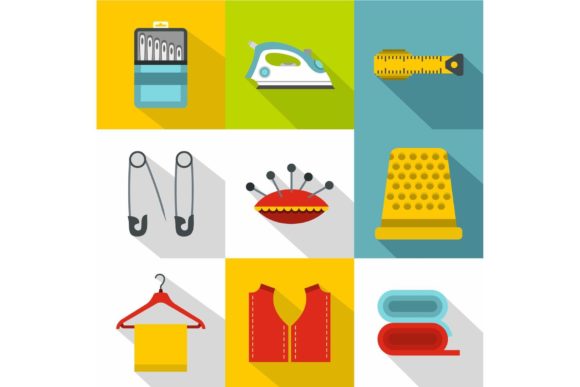 Review: Embroidery Kit Icons Set, Flat Style